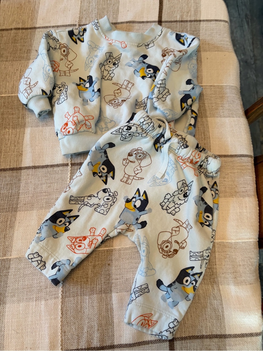Lucy Light Blue Infant Sweatshirt with Cartoon Puppy Accents
